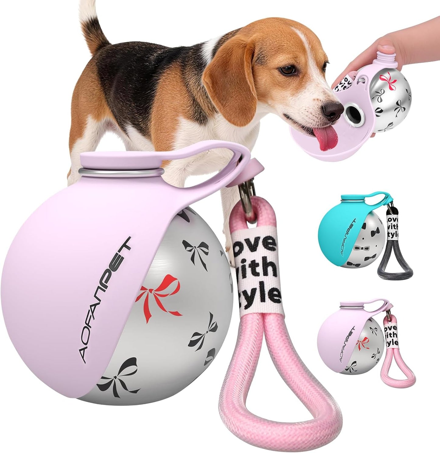 Portable Dog Water Bottle 10oz Stainless Steel Travel Dog Water Dispenser with Bowl No-Spill Puppy Water Bottle for Walking Hiking Small Dog Water Bottle